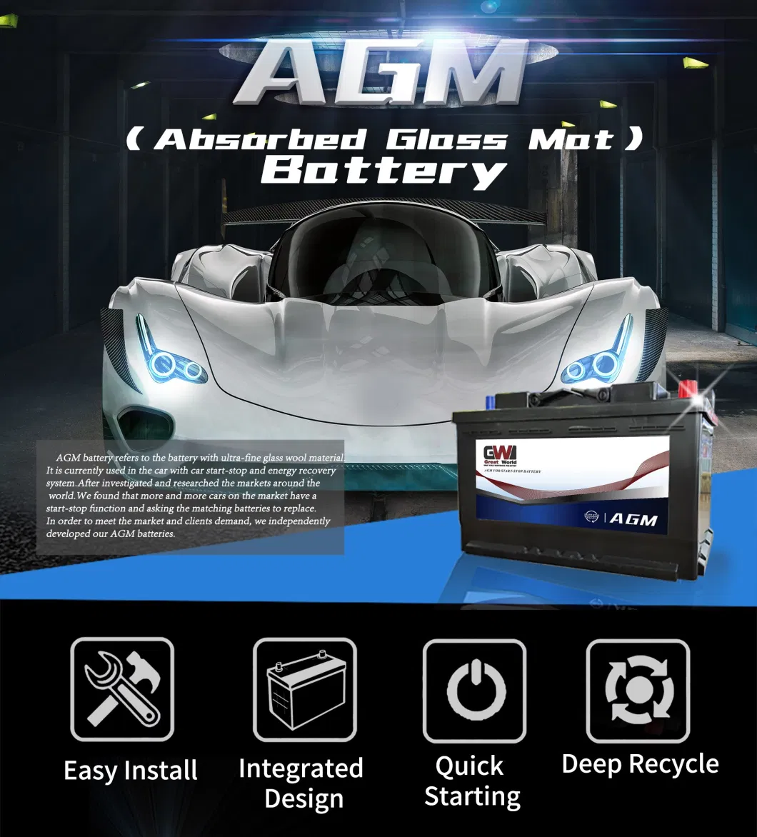 12V 95ah High Performance Battery High Acid Start-Stop Lead Acid Car Battery with 2 Years Warranty